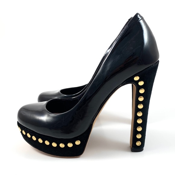 Vince Camuto Shoes - VINCE CAMUTO gold studded patent leather pumps